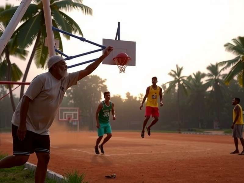 Indian Hoopsters upcoming village basketball mode showing rural court and players